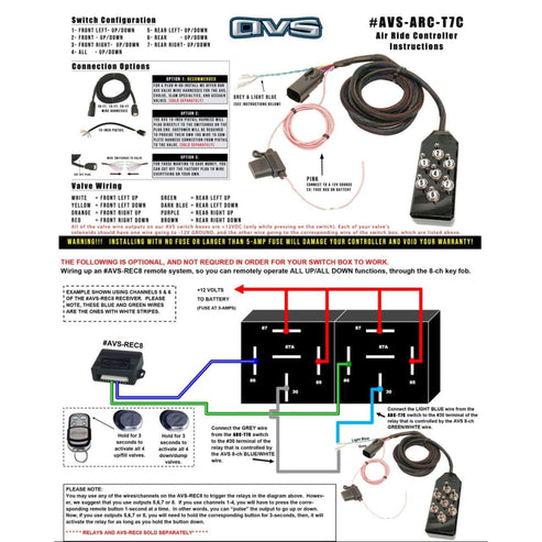 AVS 7 Toggle Switch Box Black Manual Air Ride Suspension Controller