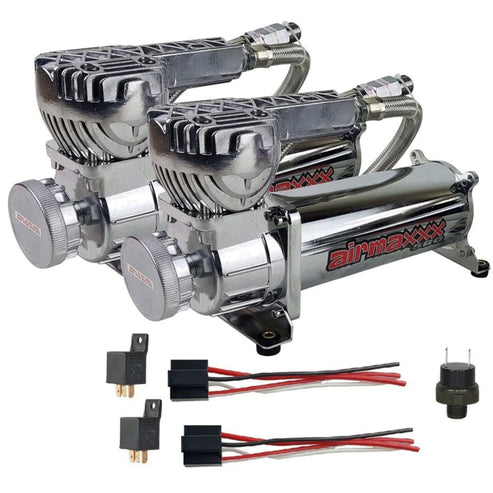 airmaxxx 580 Chrome Dual Air Compressor Pack 200 PSI Max