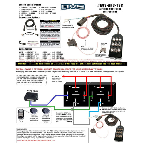 AVS 9 Toggle Switch Box Black Manual Air Ride Suspension Controller