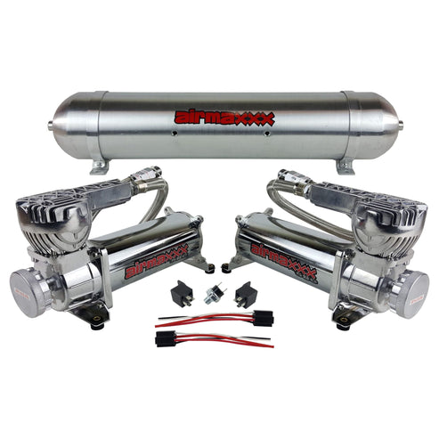 airmaxxx 580 Chrome Dual Air Compressors & 5-Gallon Aluminum Tank