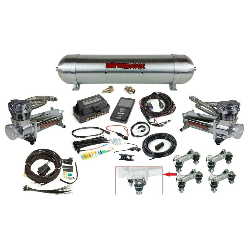 Air Lift 3P 27680 1/4" Air Ride Kit w/ airmaxxx 480 Compressors & Aluminum Tank