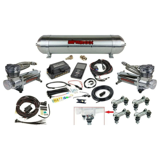 Air Lift 3P 27680 1/4" Air Ride Kit w/ airmaxxx 480 Compressors & Aluminum Tank