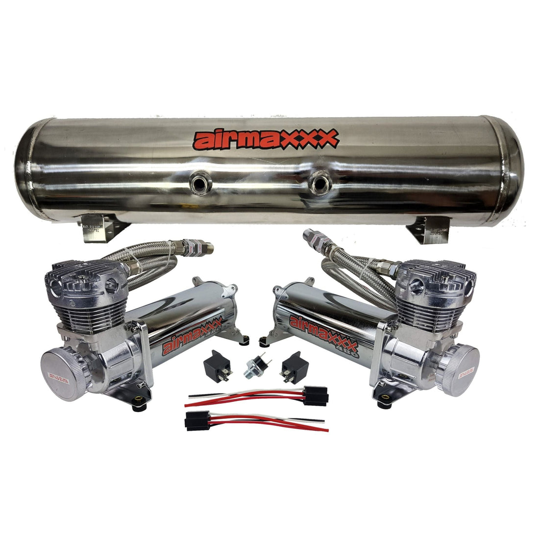 airmaxxx 480 Chrome Air Compressors & 5 Gallon Polished Stainless Tank