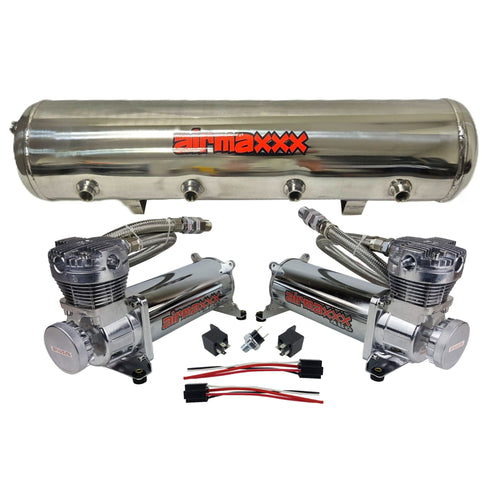 airmaxxx 480 Chrome Air Compressors & 5 Gallon Polished Stainless Tank