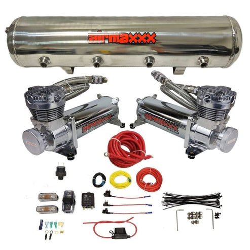 airmaxxx 480 Chrome Air Compressors & 5 Gallon Polished Stainless Tank