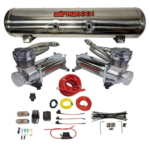 airmaxxx 480 Chrome Air Compressors & 5 Gallon Polished Stainless Tank