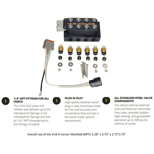 AccuAir VU4 & AVS ARC-7 Switch Combo Air Ride Suspension Kit
