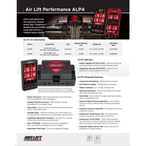 Air Lift ALP4 Air Suspension Management System (27480 / 27485)