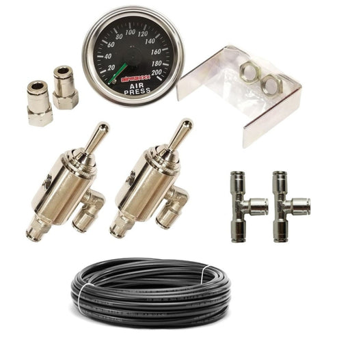 airmaxxx Manual Toggle Valve Kit w/Dual Needle Gauge & Hose