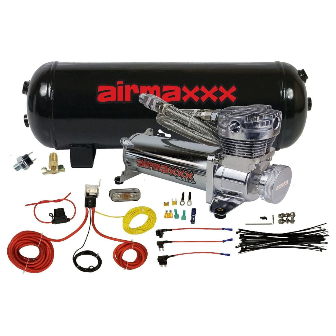 airmaxxx 480 Chrome Compressor & 3 Gallon Steel Tank Air Kit