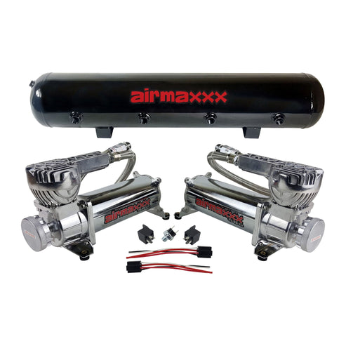 airmaxxx 580 Chrome Dual Air Compressors & 5 Gallon Steel Tank