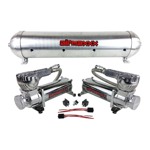 airmaxxx 580 Chrome Dual Air Compressors & 5-Gallon Aluminum Tank