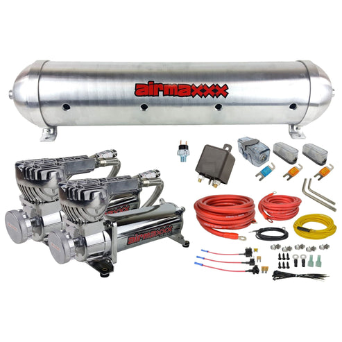 airmaxxx 580 Chrome Dual Air Compressors & 5-Gallon Aluminum Tank