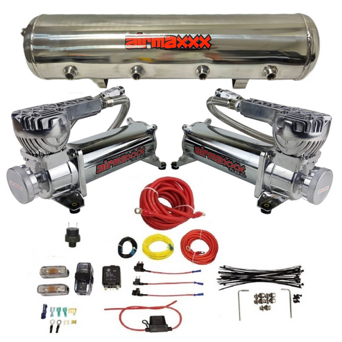 airmaxxx 580 Chrome Air Compressors & 5 Gallon Polished Stainless Tank