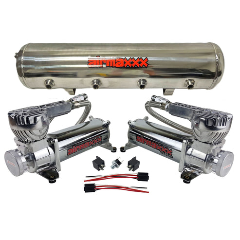 airmaxxx 580 Chrome Air Compressors & 5 Gallon Polished Stainless Tank