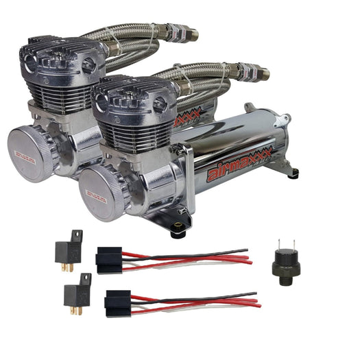 airmaxxx 480 Chrome Air Compressors & 5 Gallon Polished Stainless Tank