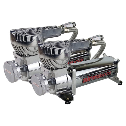 airmaxxx 580 Chrome Dual Air Compressor Pack 200 PSI Max
