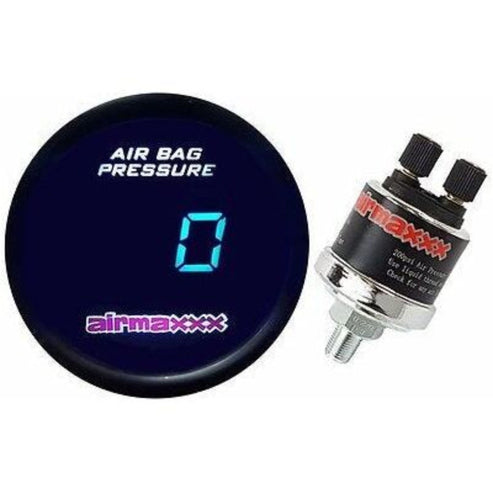 airmaxxx Digital Air Ride Gauge 200 PSI Tinted LED Display Black Bezel