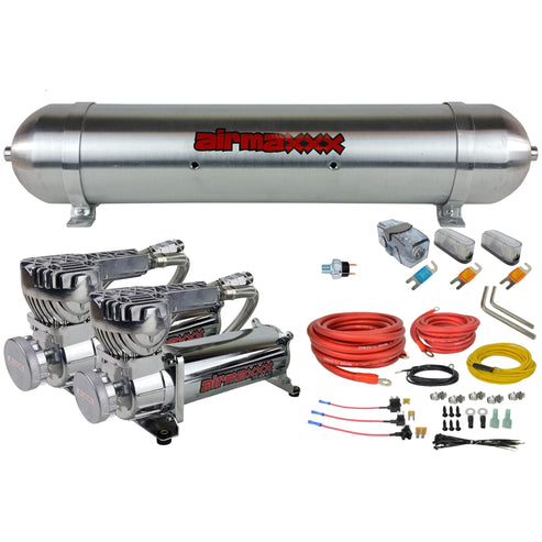 airmaxxx 580 Chrome Dual Air Compressors & 5-Gallon Aluminum Tank
